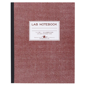 Oversize Lab Book with Numbered Pages, 4x4 Grid Ruled, 76 Sheets/152 Numbered Pages, 20 lb. Green Paper, Red Board Cover
