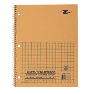 Wirebound Lab Notebook, 4x4 Grid Ruled, 20 lb. paper, Brown Kraft Cover
