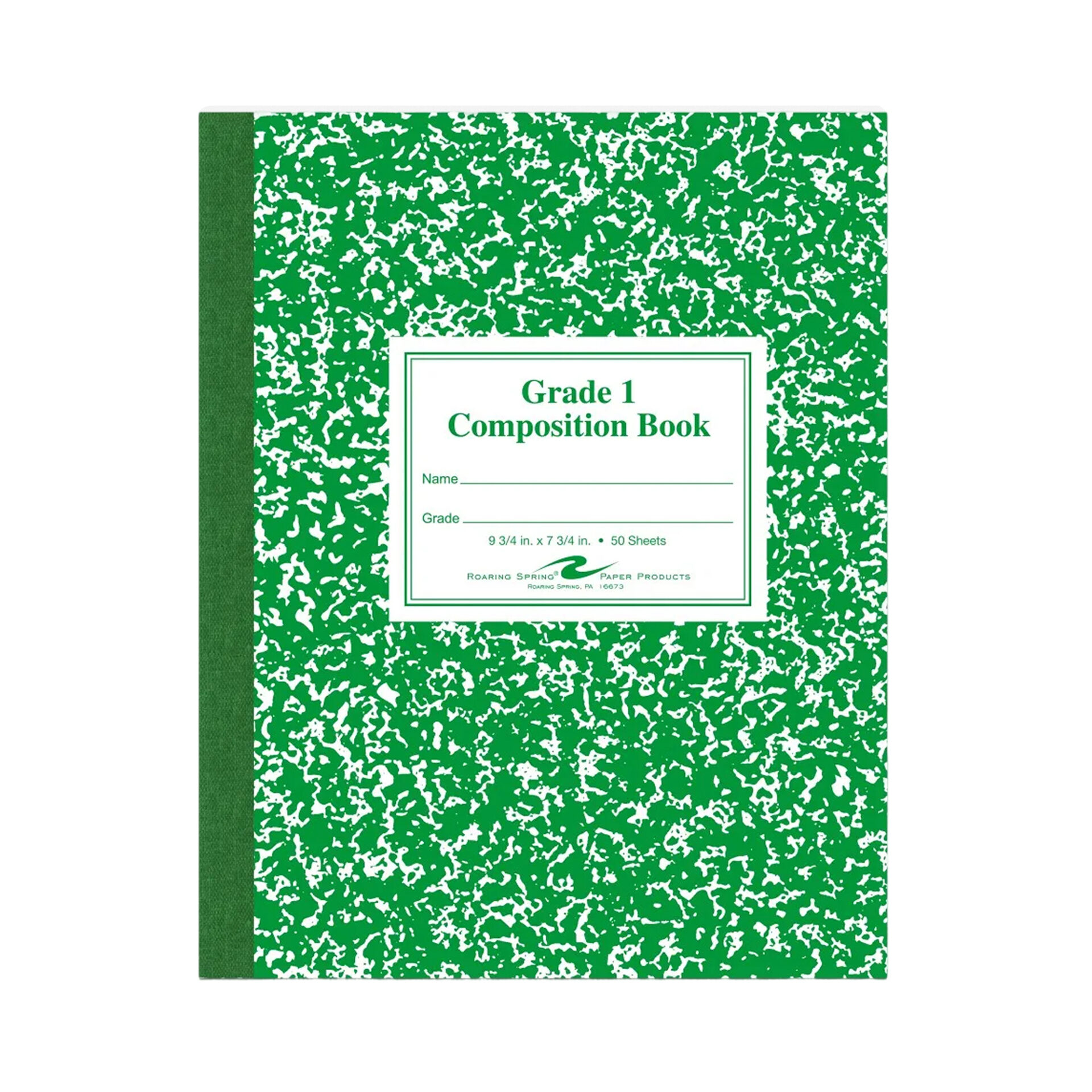 Flexible Cover Composition Book, Grade School Ruled, Green Marble Cover (Grade 1)