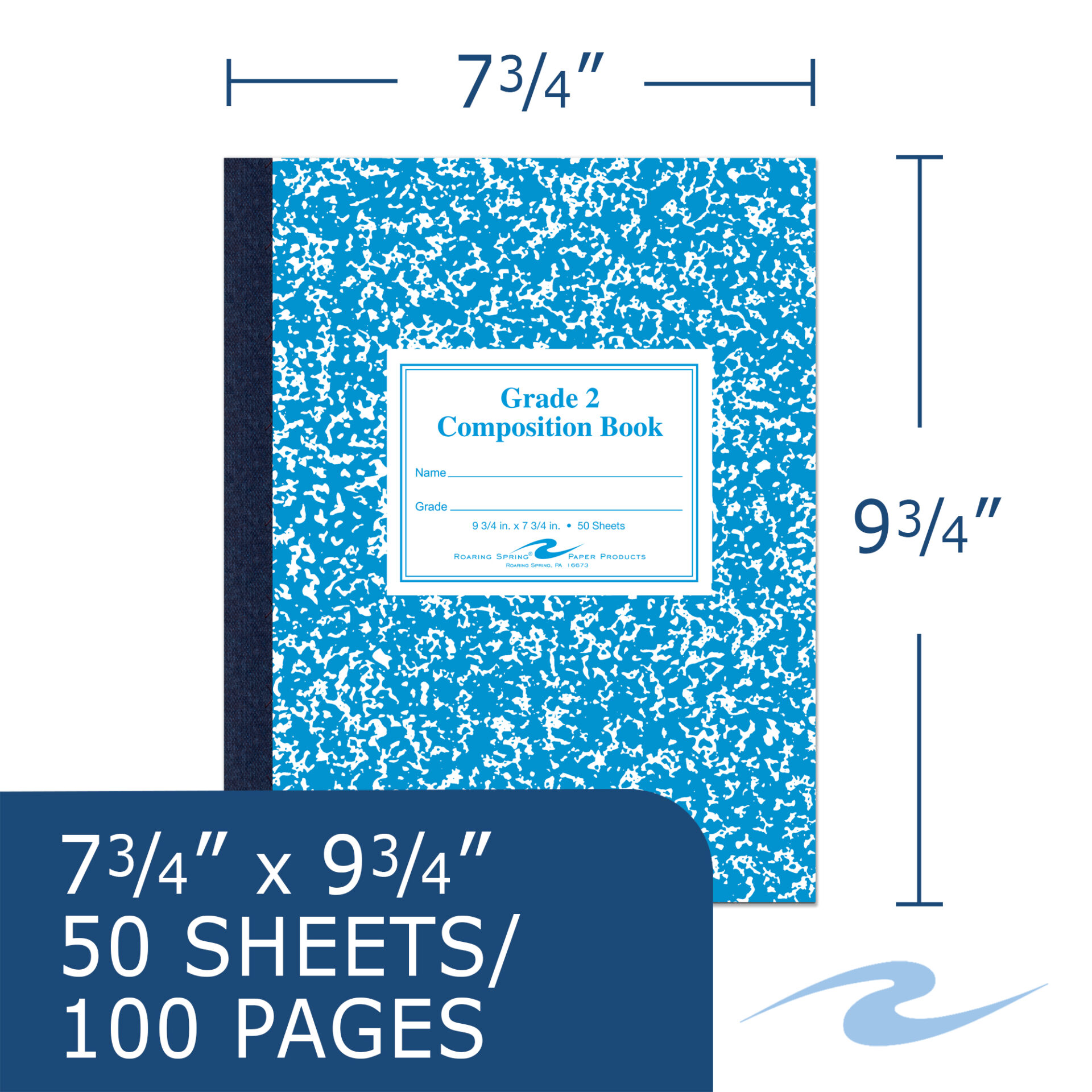 Flexible Cover Composition Book, Grade School Ruled, Blue Marble Cover (Grade 2)