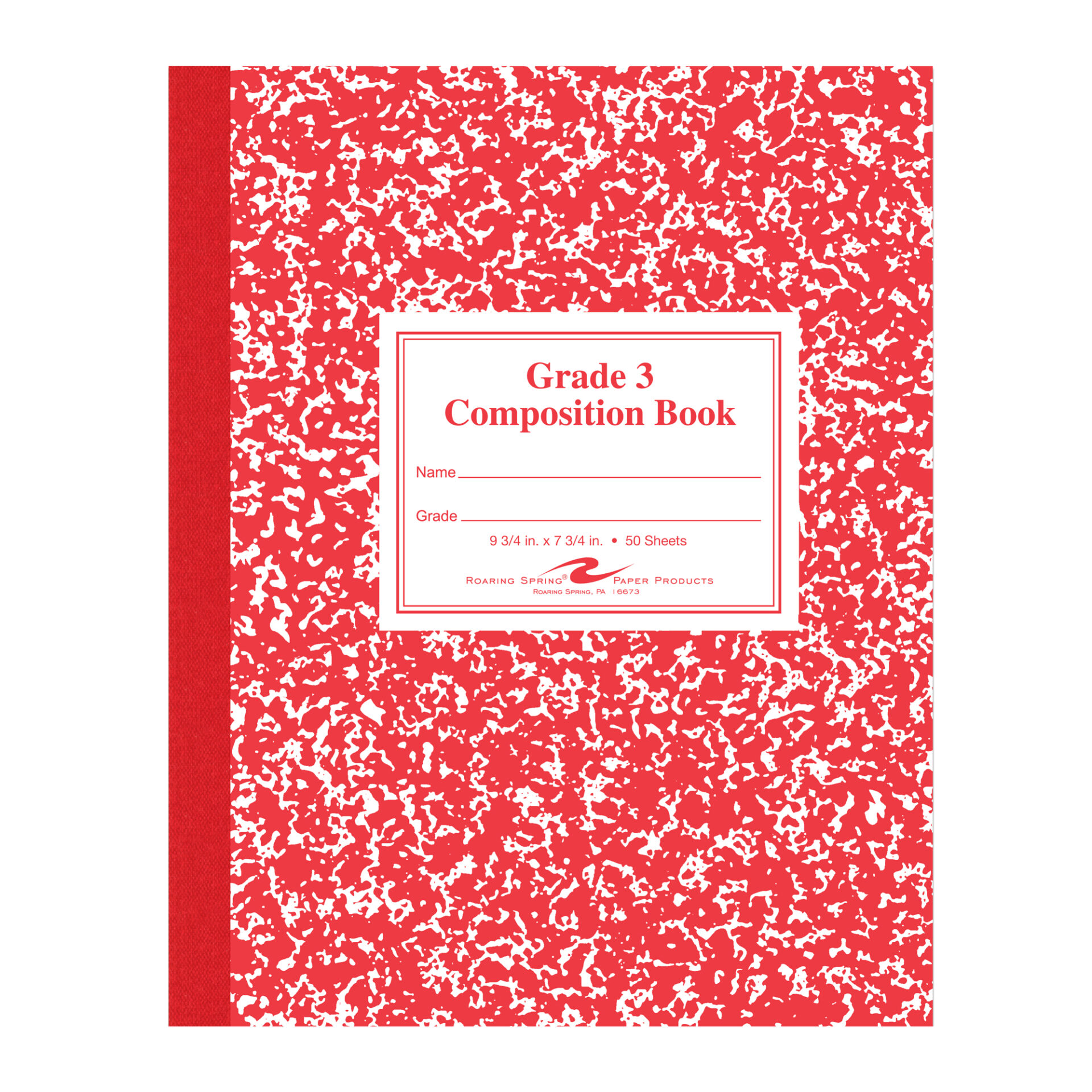 Flexible Cover Composition Book, Grade School Ruled, Red Marble Cover (Grade 3)