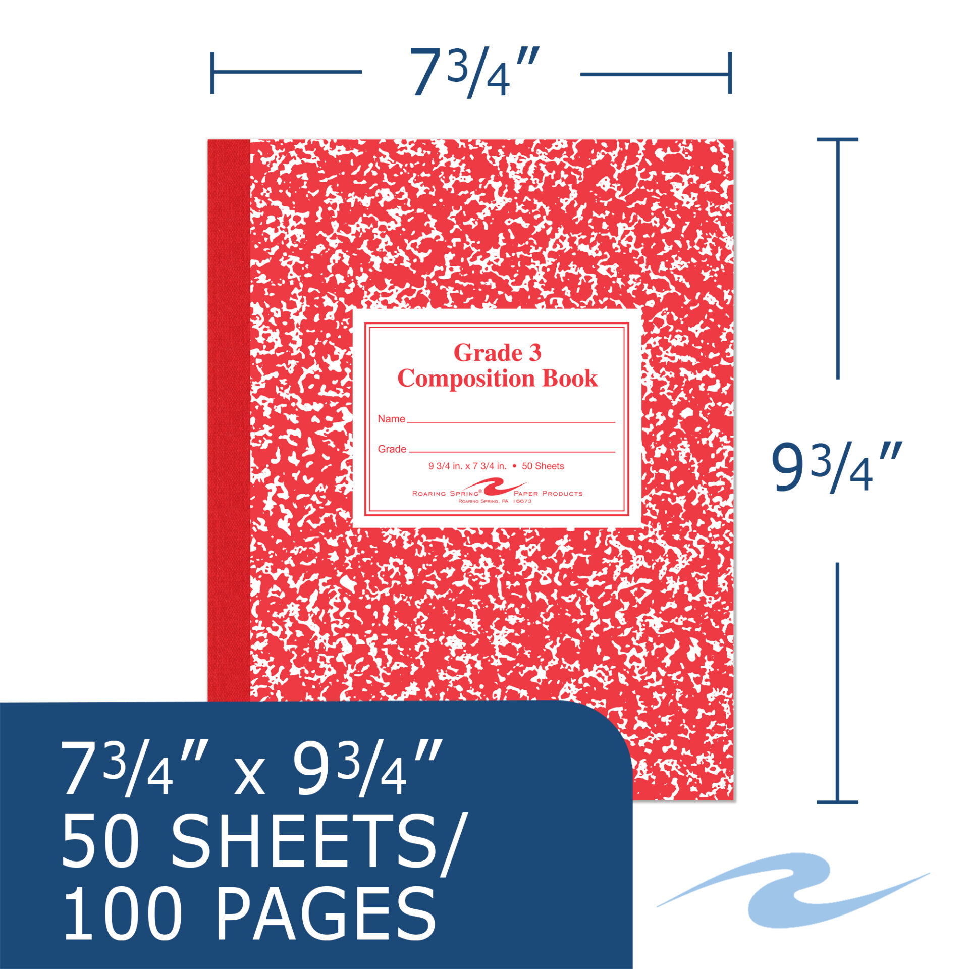 Flexible Cover Composition Book, Grade School Ruled, Red Marble Cover (Grade 3)
