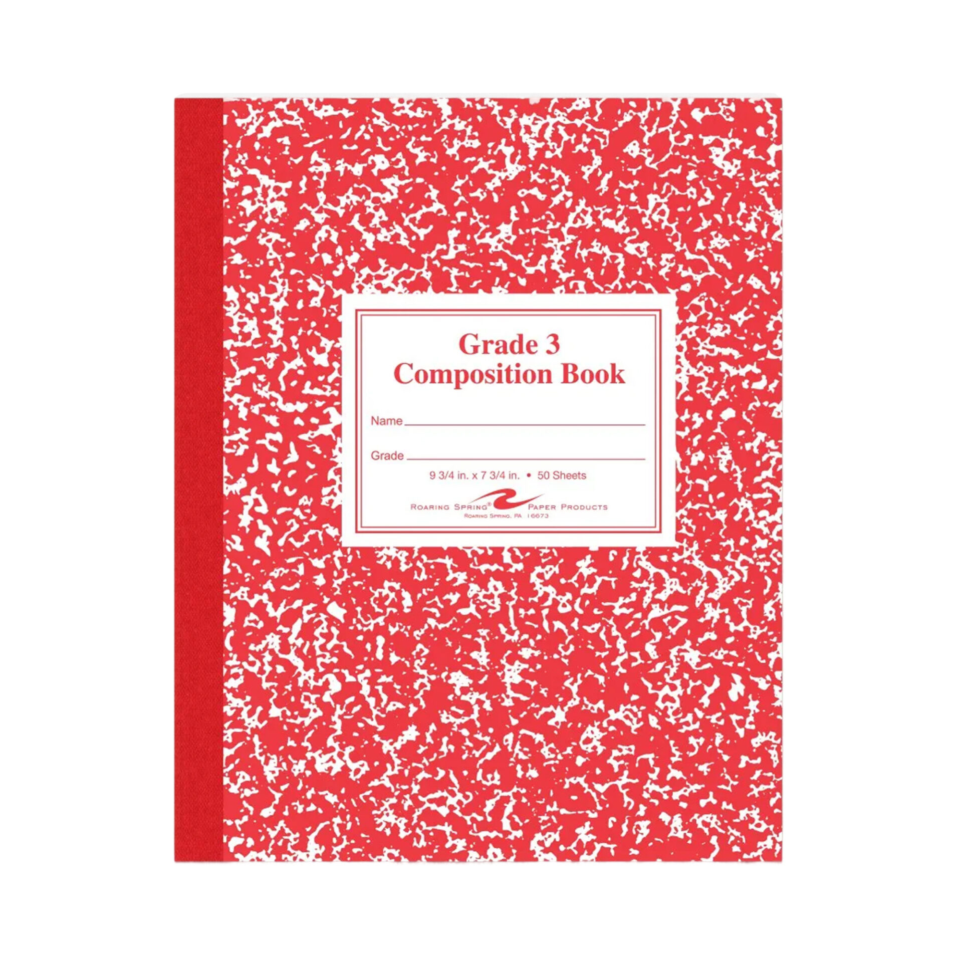 Flexible Cover Composition Book, Grade School Ruled, Red Marble Cover (Grade 3)
