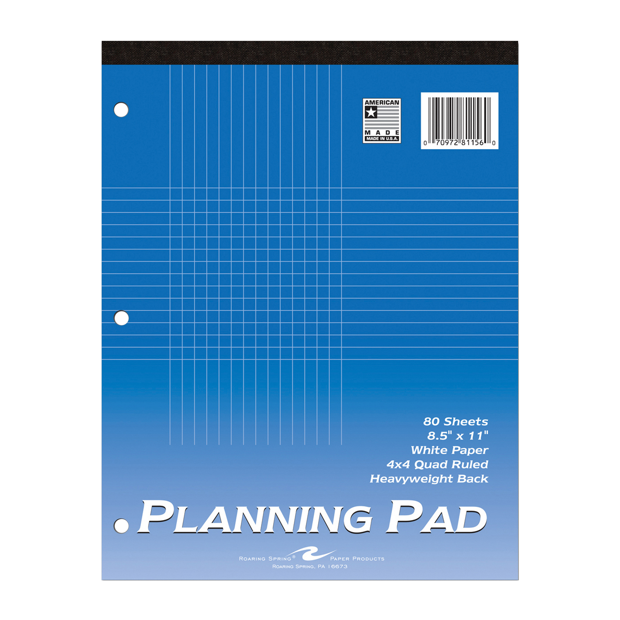 Top Bound Planning Pad, 4x4 Grid Ruled, 8.5" x 11", 80 Sheets,