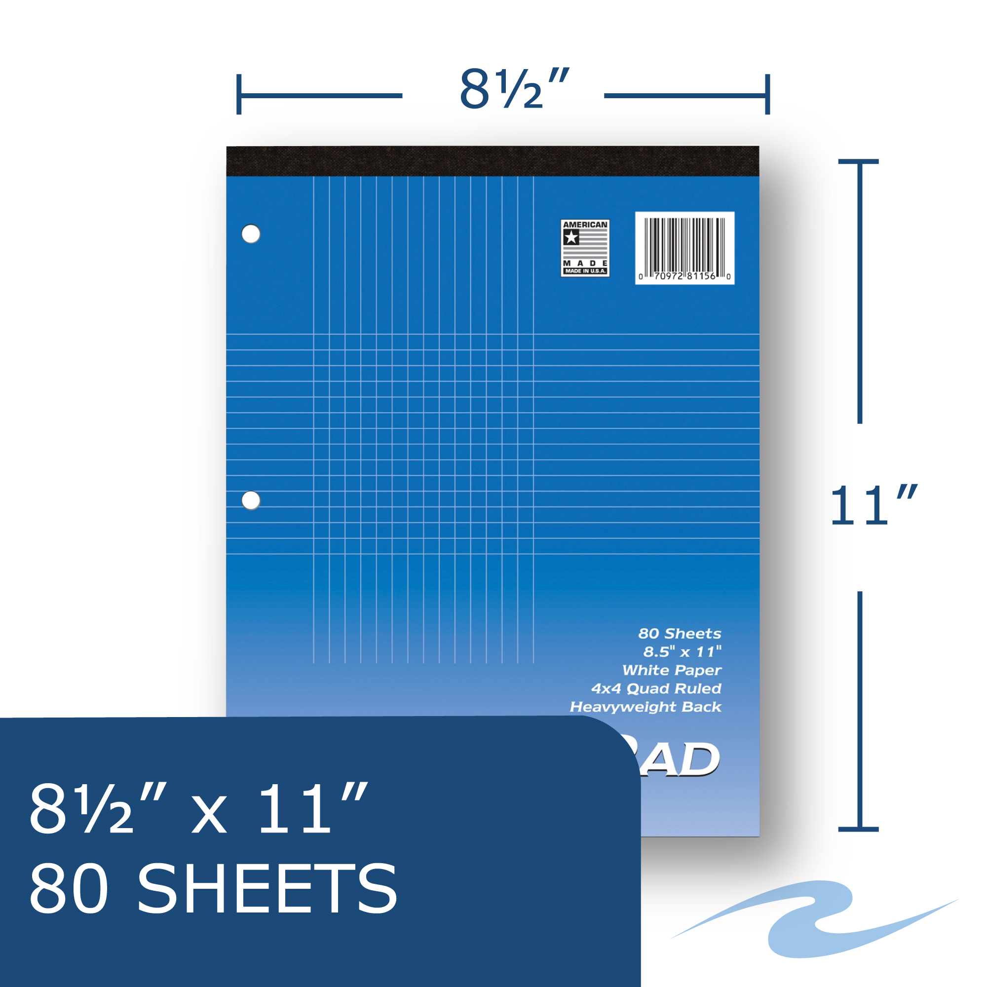 Top Bound Planning Pad, 4x4 Grid Ruled, 8.5" x 11", 80 Sheets,