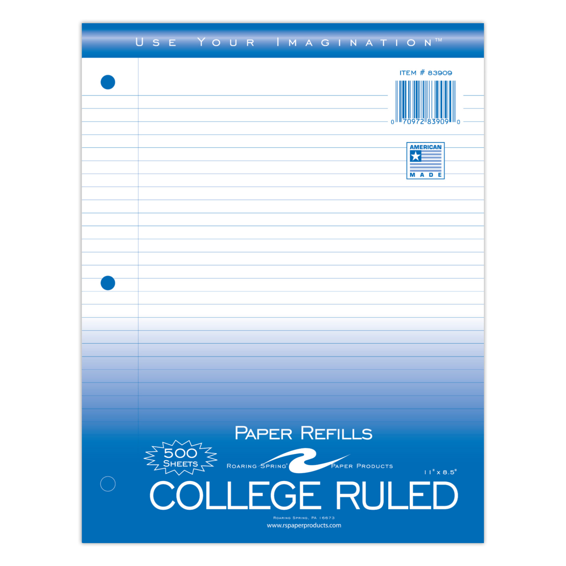 Loose Leaf Filler Paper, College Ruled, 500 Sheets