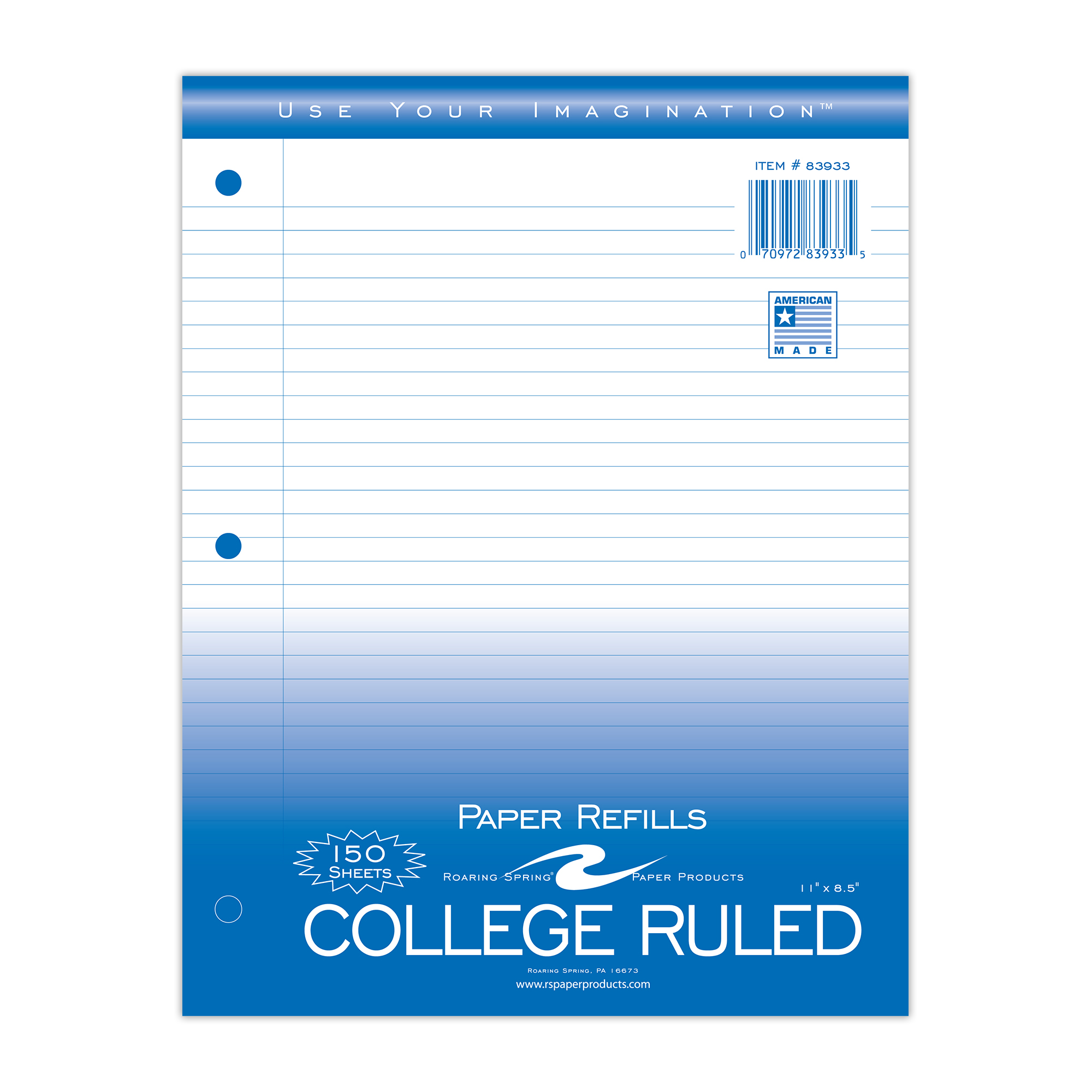 Loose Leaf Filler Paper, College Ruled, 150 Sheets