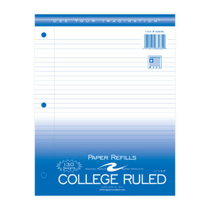 Loose Leaf Filler Paper, College Ruled, 11" x 8.5", 130 Sheets