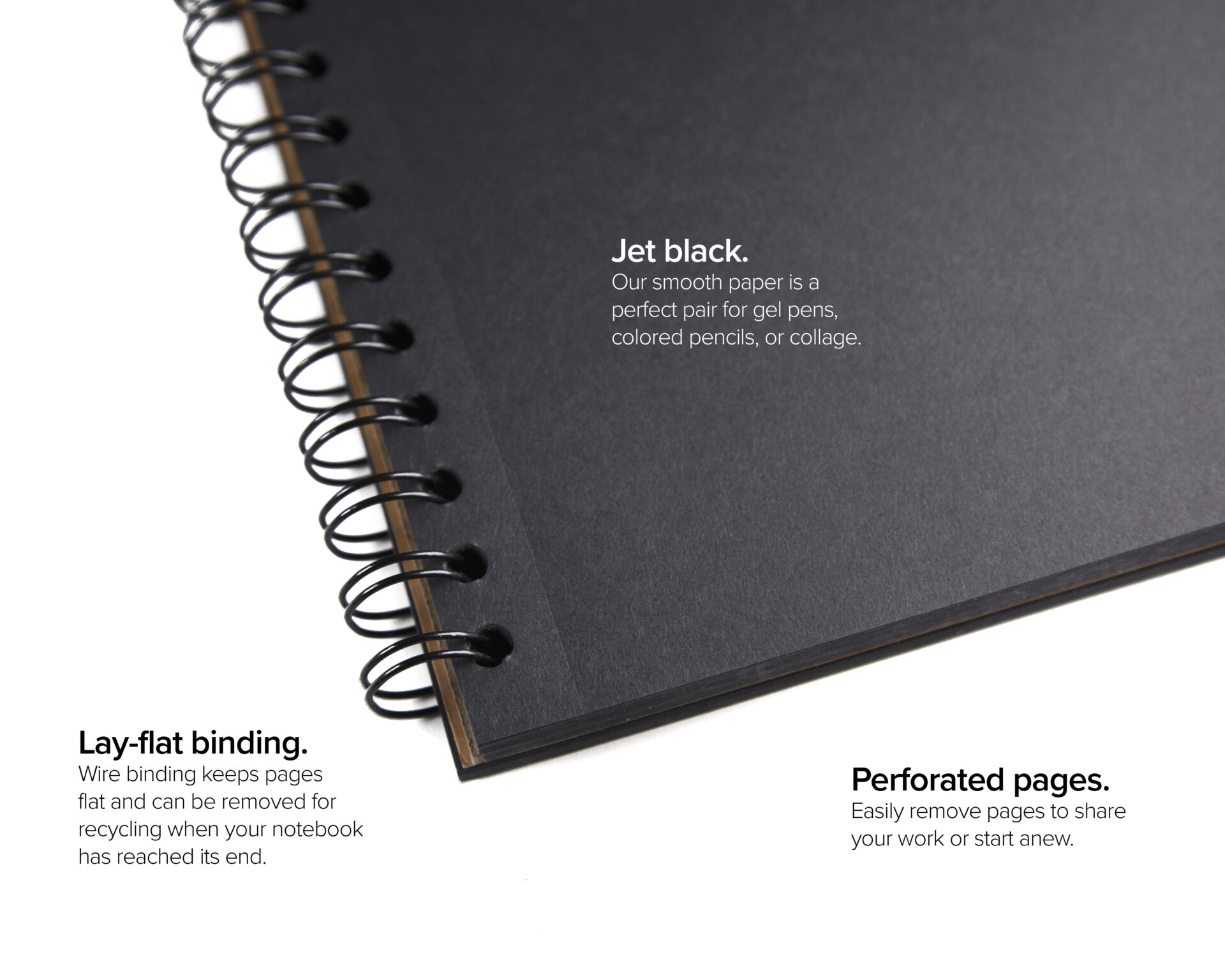 Unruled Dark Mode Notebook, Heavyweight 70 lb. Black Paper