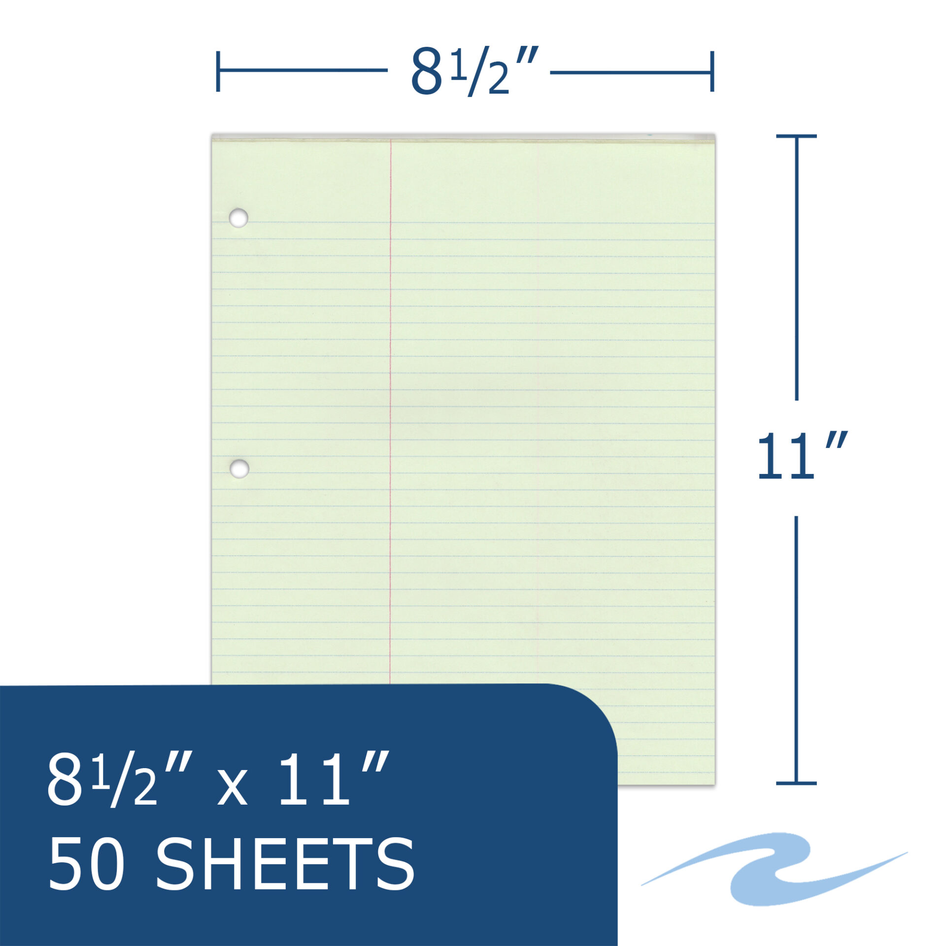 Legal Pad, Glued Top Bound, Law Ruled, Green Paper