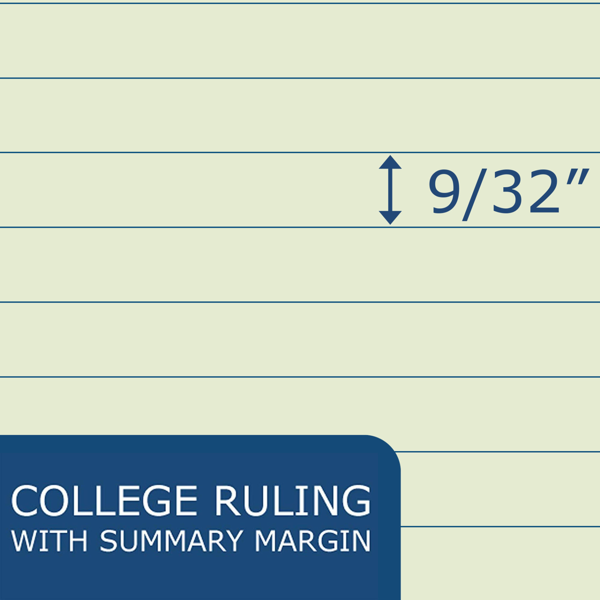 Legal Pad, Glued Top Bound, Law Ruled, Green Paper
