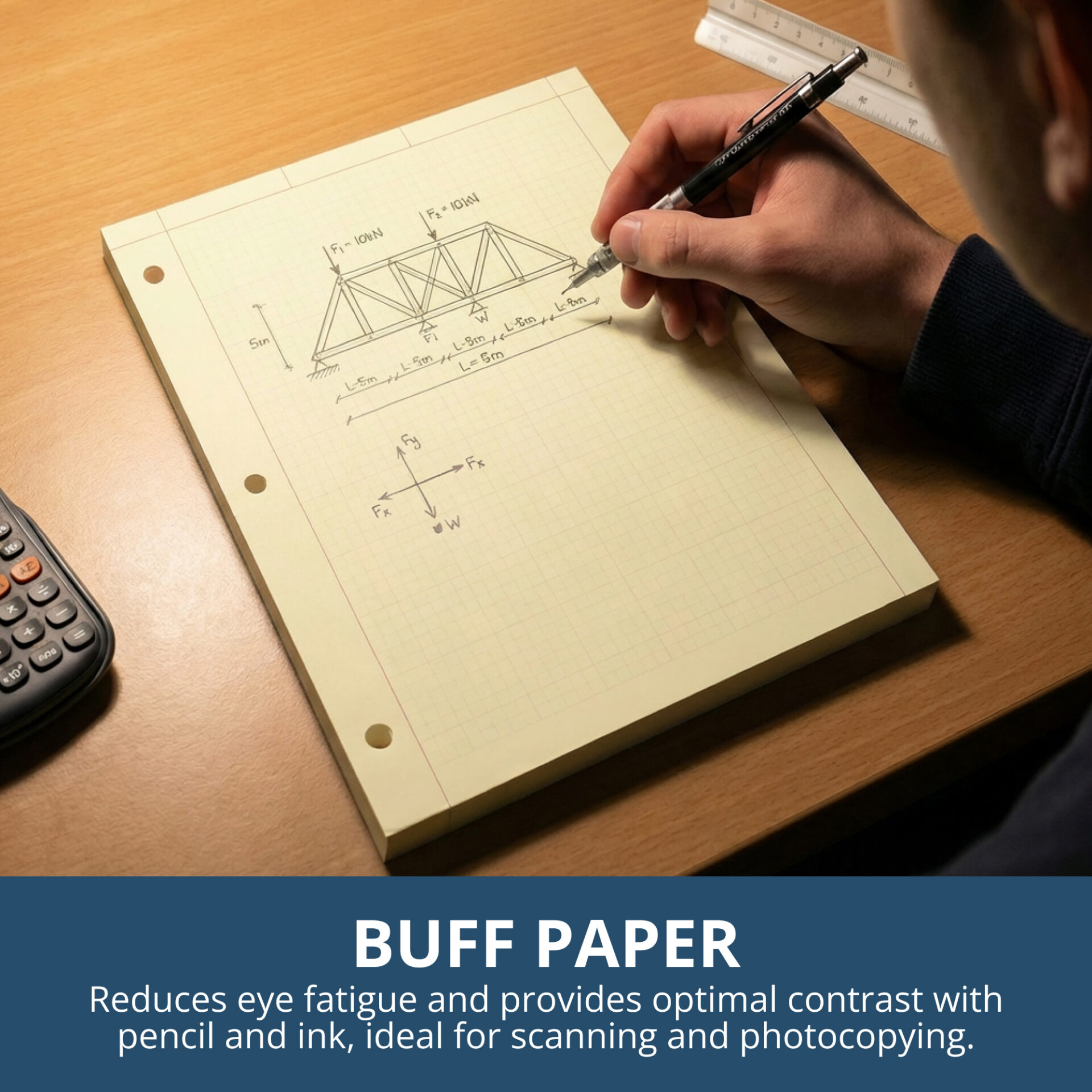 Engineering Pad, Frame Front 1/2" Right Margin, 100 Sheets, Heavyweight 20 lb. Buff Paper