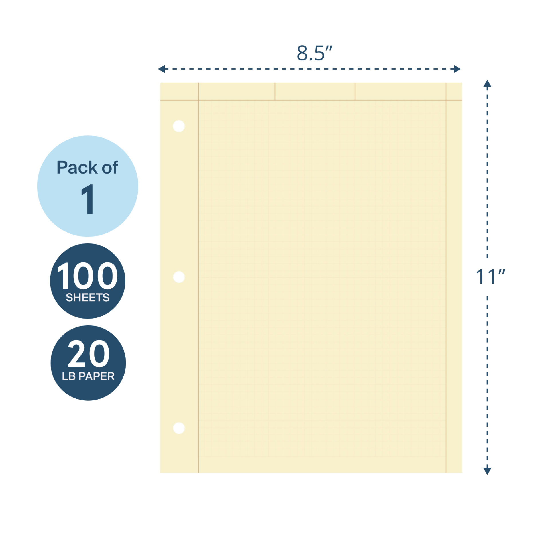 Engineering Pad, Frame Front 1/2" Right Margin, 100 Sheets, Heavyweight 20 lb. Buff Paper