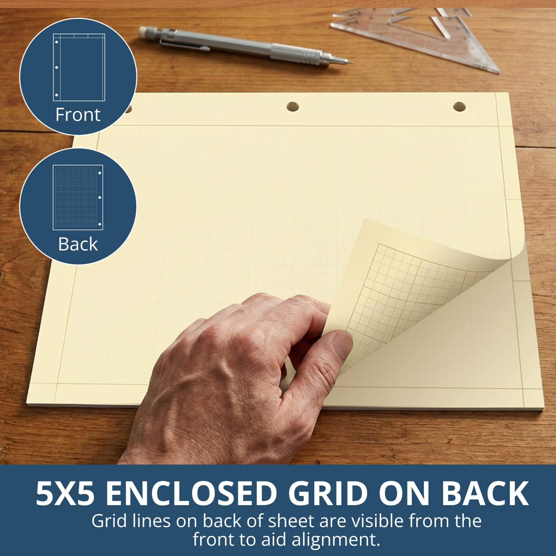 Engineering Pad, Frame Front 1/2" Right Margin, 100 Sheets, Heavyweight 20 lb. Buff Paper