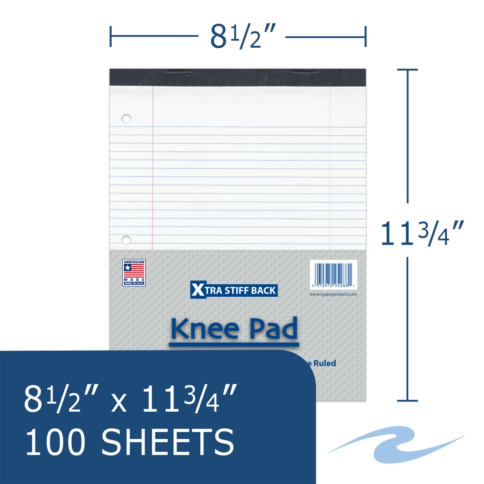 Legal Pad, Extra Stiff Back "Knee Pad", White