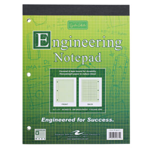 Signature Collection Covered Engineering Pad, Frame Front 1/2" Right Margin, Heavyweight 20 lb. Green Tint Paper