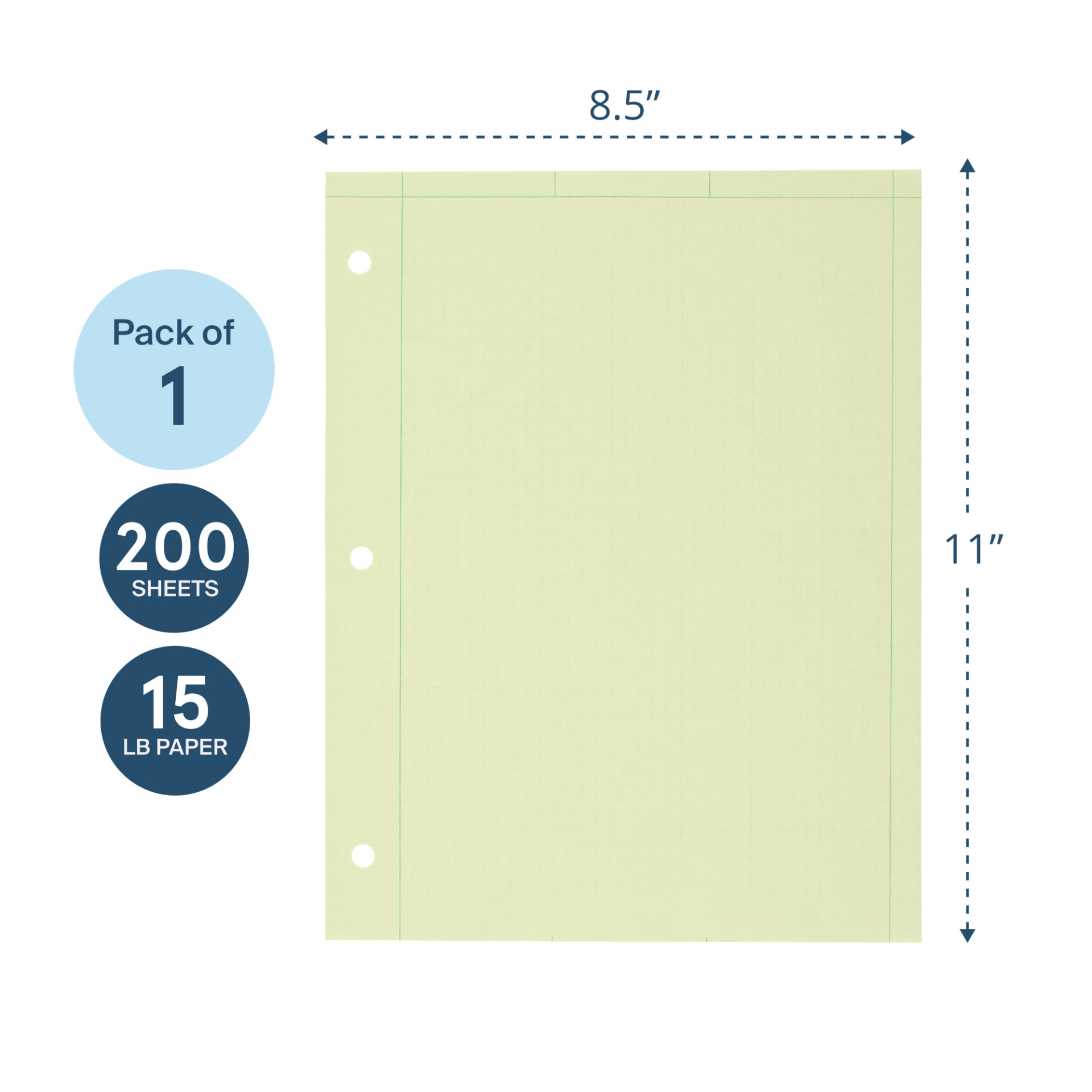 Engineering Pad, Frame Front 1/2" Right Margin, 200 Sheets, Green Tint Paper