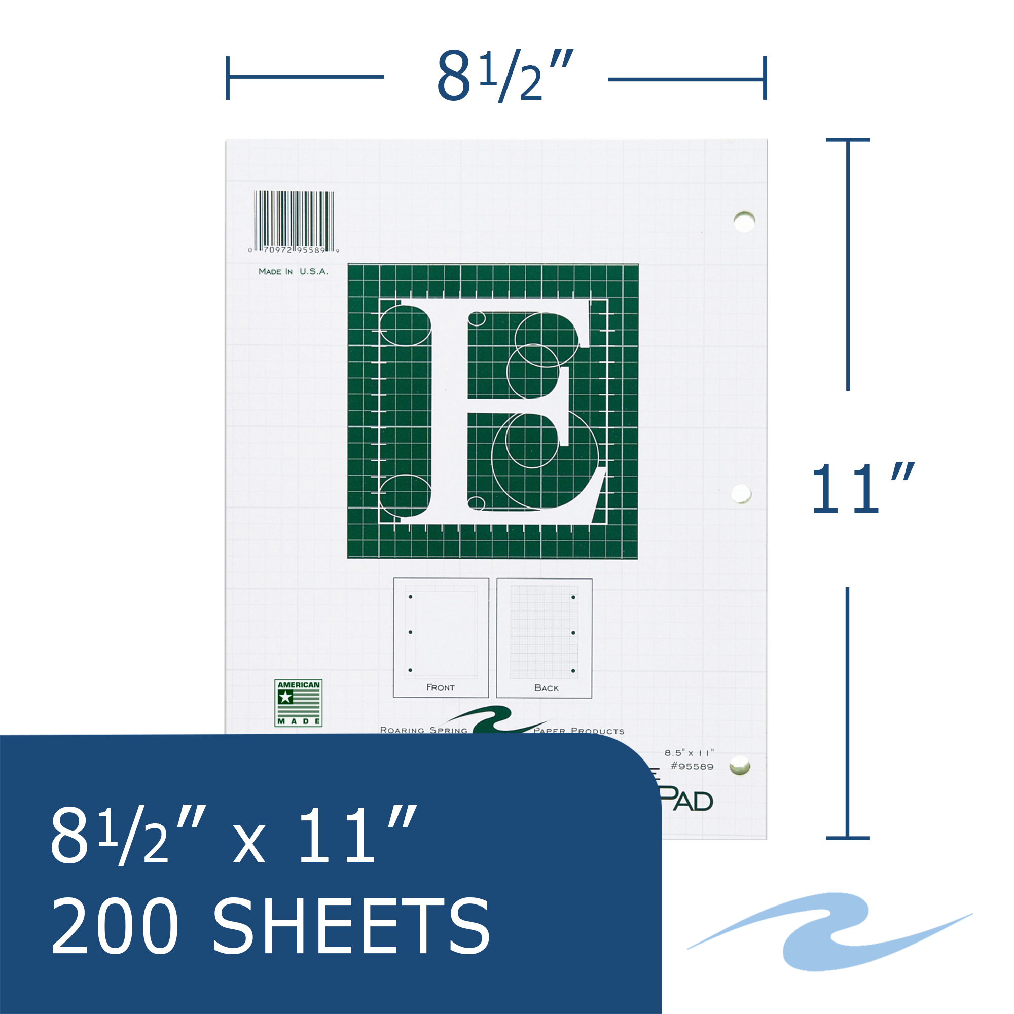 Engineering Pad, Frame Front 1.25" Right Margin, 200 Sheets, Green Tint Paper