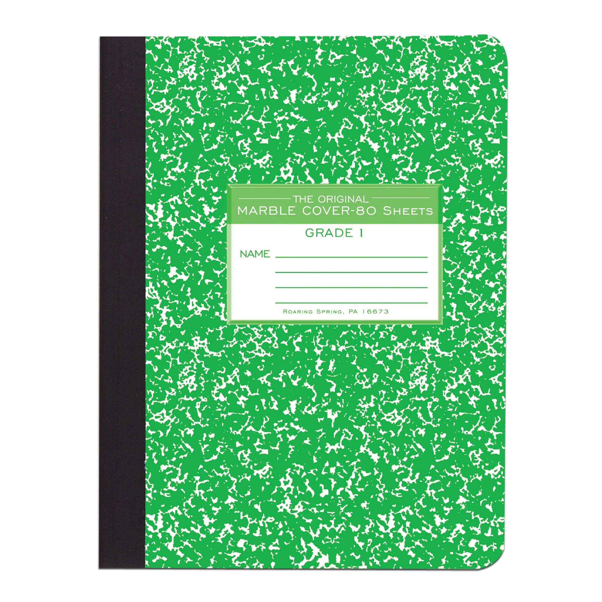 Hard Cover Composition Book, Grade School Ruled, Green Marble Cover (Grade 1)