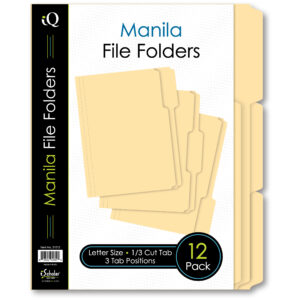 iScholar® iQ File Folders, Pack of 12 Letter Size, Manilla