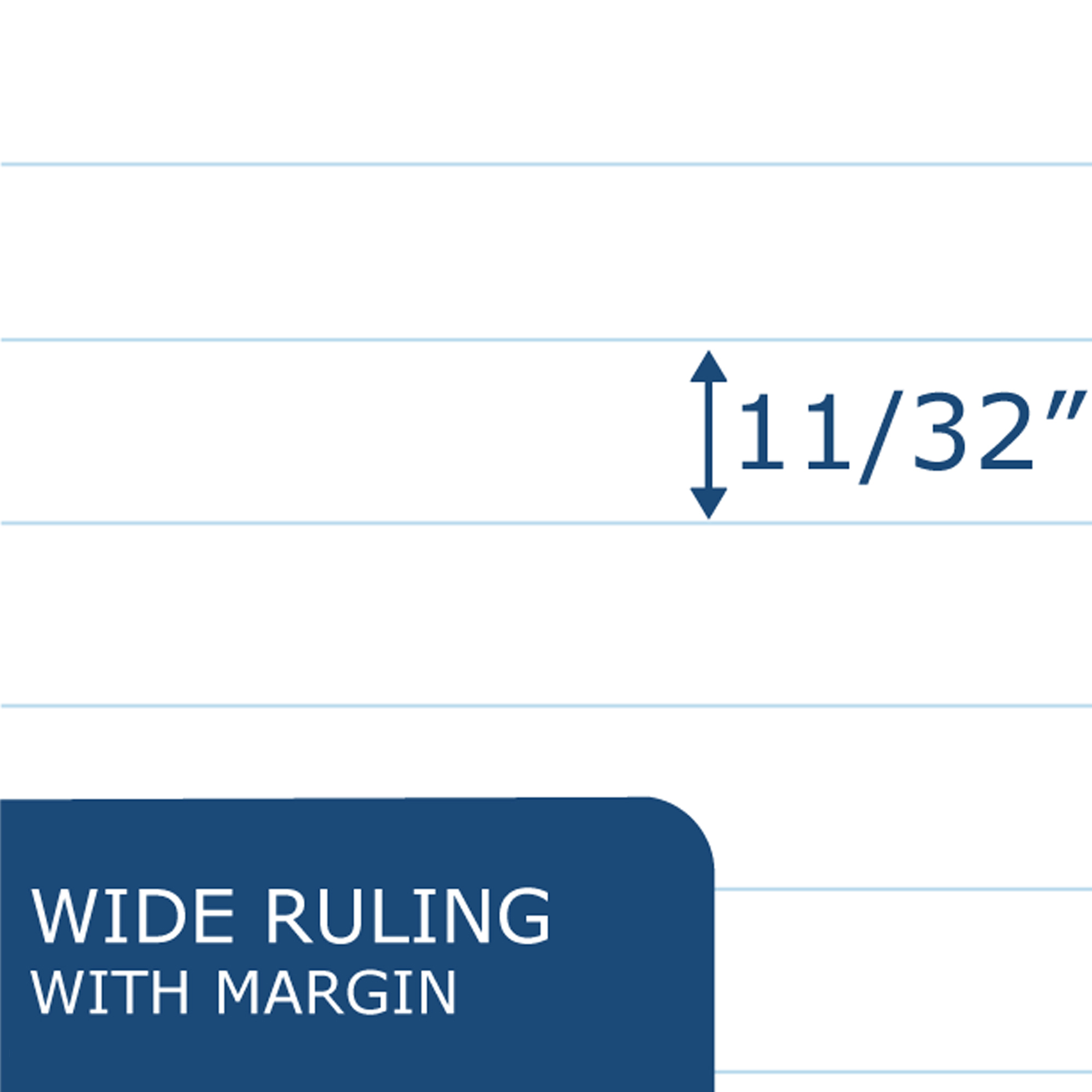 Blue Exam Book, Wide Ruled with Margin, 8.5" x 7", 12 Sheets/24 Pages
